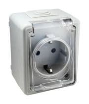 MSE-095 Base enchufe Schuko de superficie estanco con protección IP54