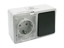 MSE-096C Base enchufe Schuko con conmutador para superficie protección IP54