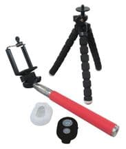 PACK-SELFIE Kit de Selfie con palo extensible, trípode y mando disparador con Bluethooth