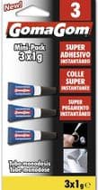 PG-003 Pegamento Goma Gom 3 tubos supér adhesivo instantáneo de 1 gramo