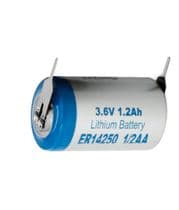 Pila de Litio ER14250, 1/2AA 3,6V/1200mAH con pines para soldar
