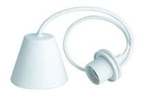 PL-099B Conjunto florón con cable y portalámparas blanco casquillo E27