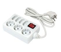 REGLE-34IC Base multiple 3 tomas Schuko + 4 euro con interruptor y cable de 1,5m