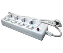 REGLE-44ICP Regleta de 4 bases schuko con protección de sobrecarga 4 interruptores y cable