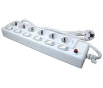 REGLE-66ICP Regleta de 6 bases schuko con protección de sobrecarga 6 interruptores y cable 1,5m