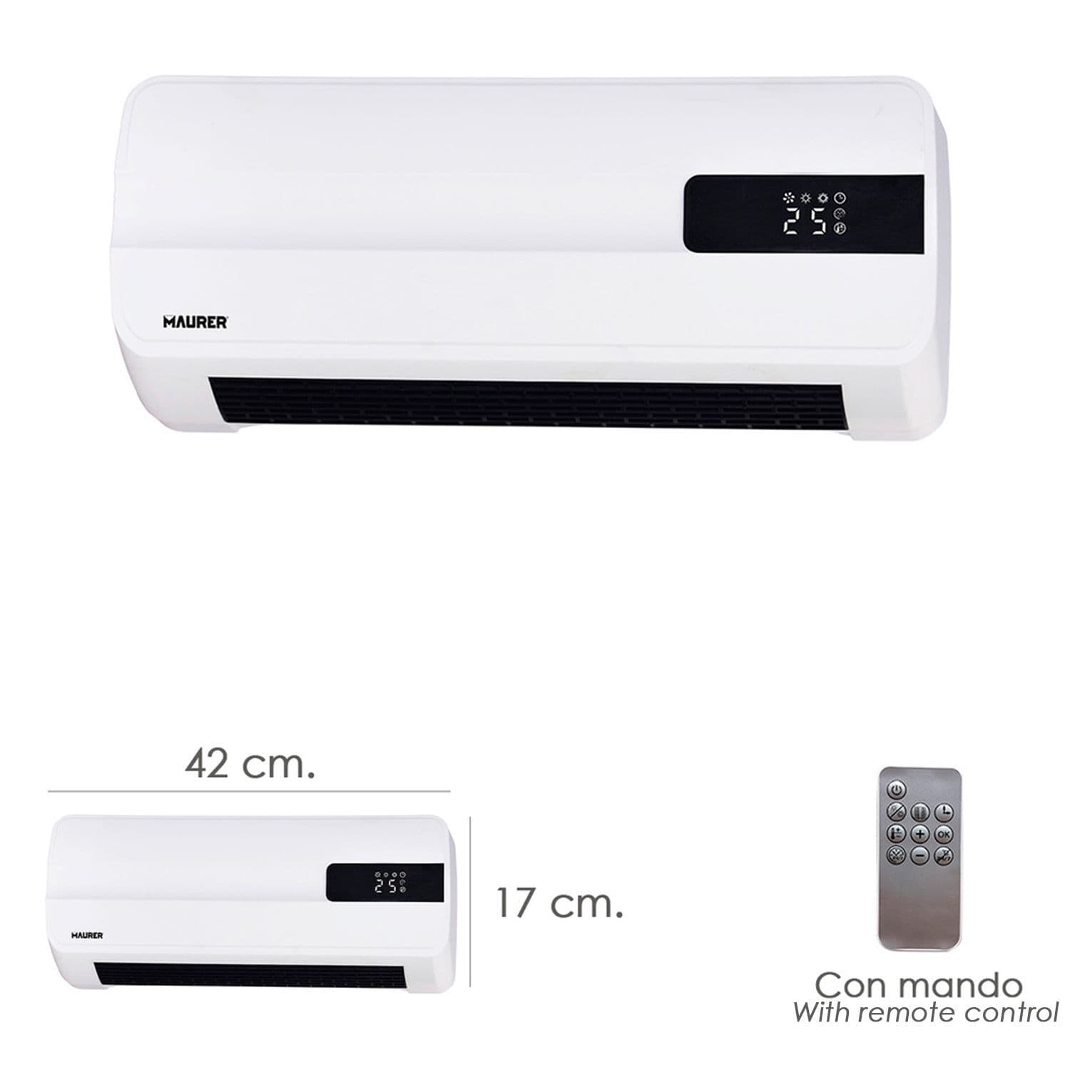 Termoconvector Split Pared 1000 / 2000 W Resistencia Ceramica Indicador Led
