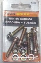 TOR-71608 Blister de tornillos con cabeza redonda 6x30mm con tuercas y arandelas