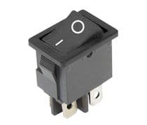 YB-183N Interruptor de balancín bipolar negro 6A/250Vca con faston 4,8mm