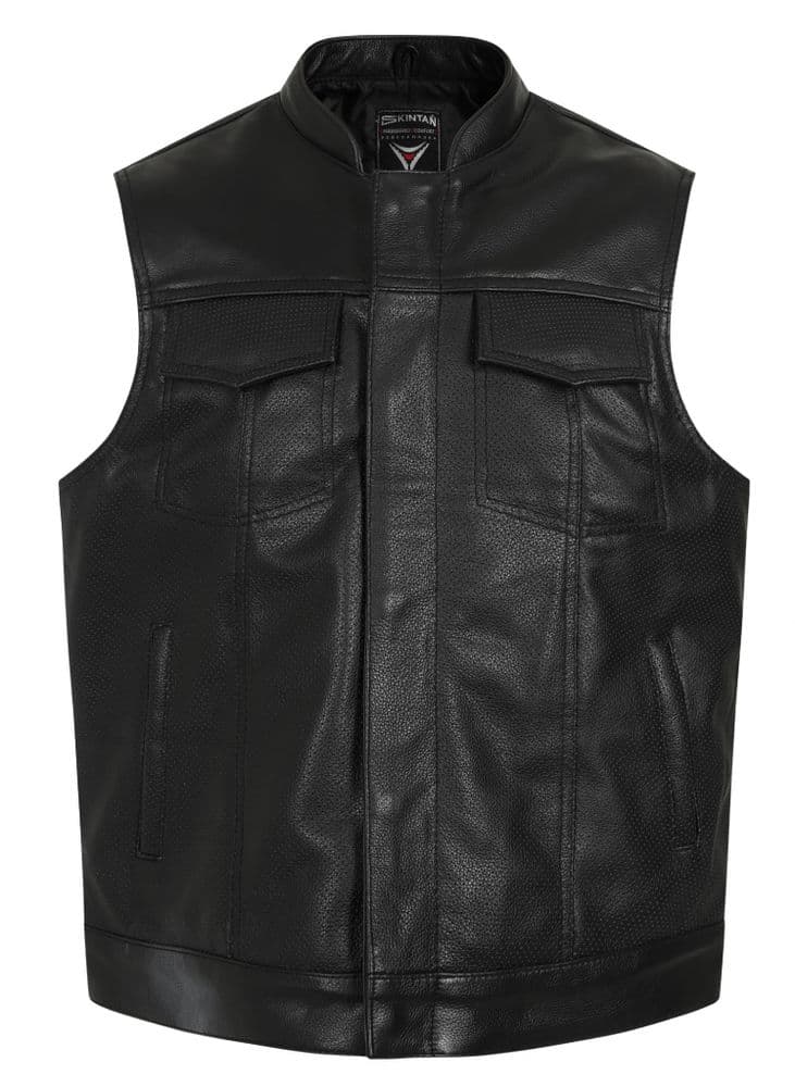 Bishop - Perforated Leather Motorcycle Waistcoat