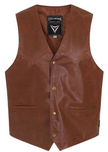 Leather Waistcoat|Tan Brown Biker Vest