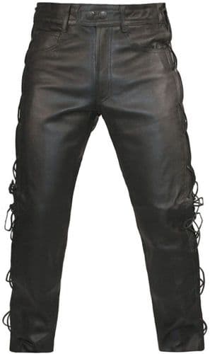 Lace Sided Leather Trousers| Motorcycle Leather Trousers| Biker Jeans