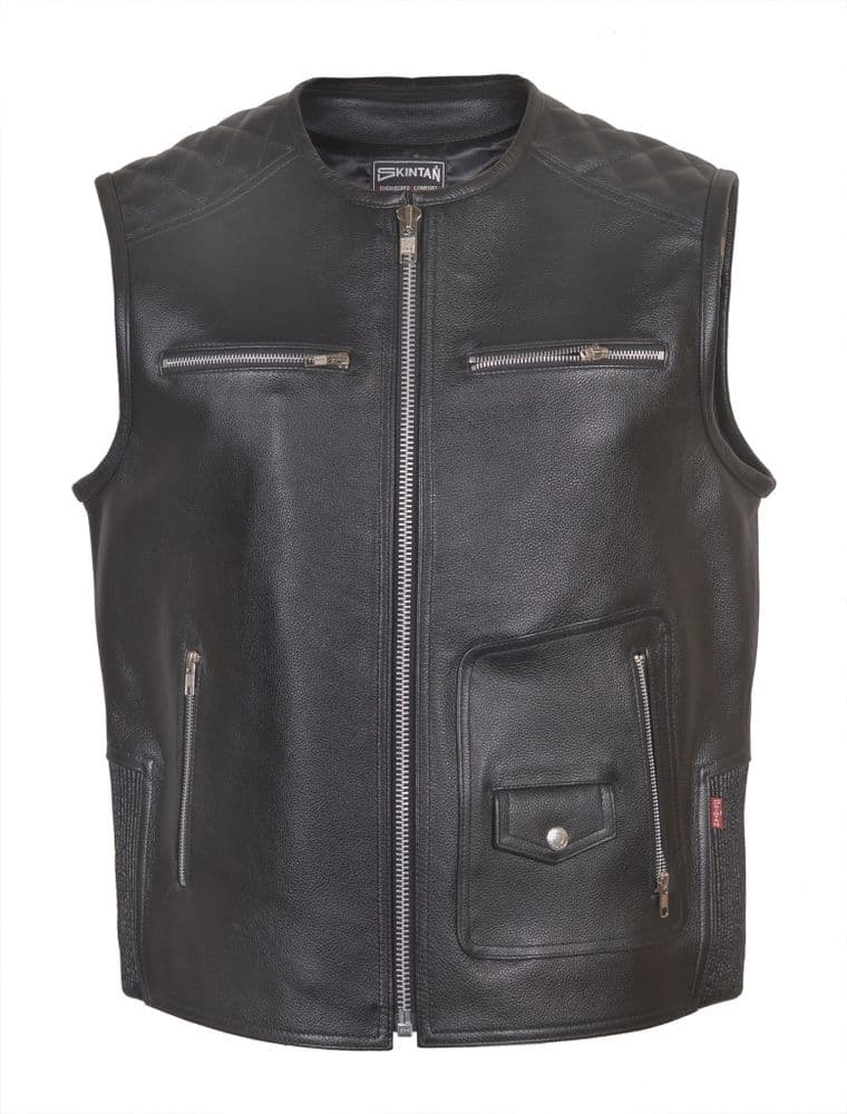 Fermeture Zip Boutons Pression Gilet Moto Cuir MDM - Style Sons Of Anarchy, Véritable Cuir, Taille XL Accessoire Moto Cuir épais Fermeture Zip Boutons Pression Gilet Moto Cuir MDM - Style Sons Of Anarchy, Véritable Cuir, Taille XL Accessoire Moto Cuir épais