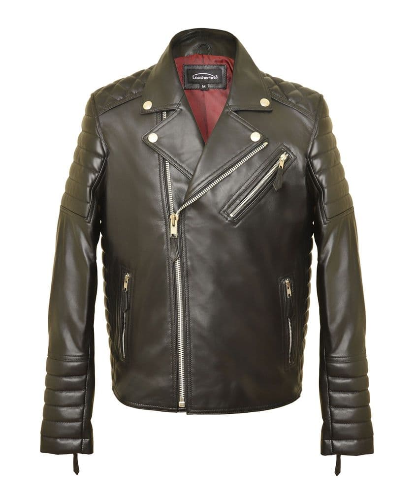Men's Black Leather Bomber Jacket - Alpha