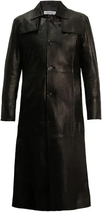 Men's Leather Full Length Trench Coat - Matrix