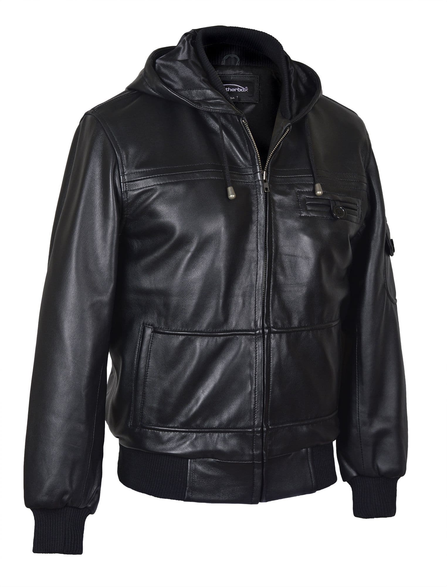 Black Leather Motorcycle Jacket|Mens Biker Leather Jacket|Men|LONGFORD