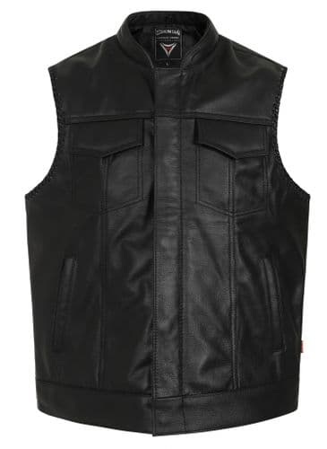 Leatherick Men Soa Anarchy Real Leather Waistcoat Motorcycle Biker Cut Off Vest €50 №5277684 In - Foto 8