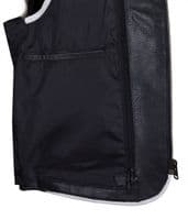 Sobek - Leather Motorcycle Waistcoat (Black, Perforated, White Trim)