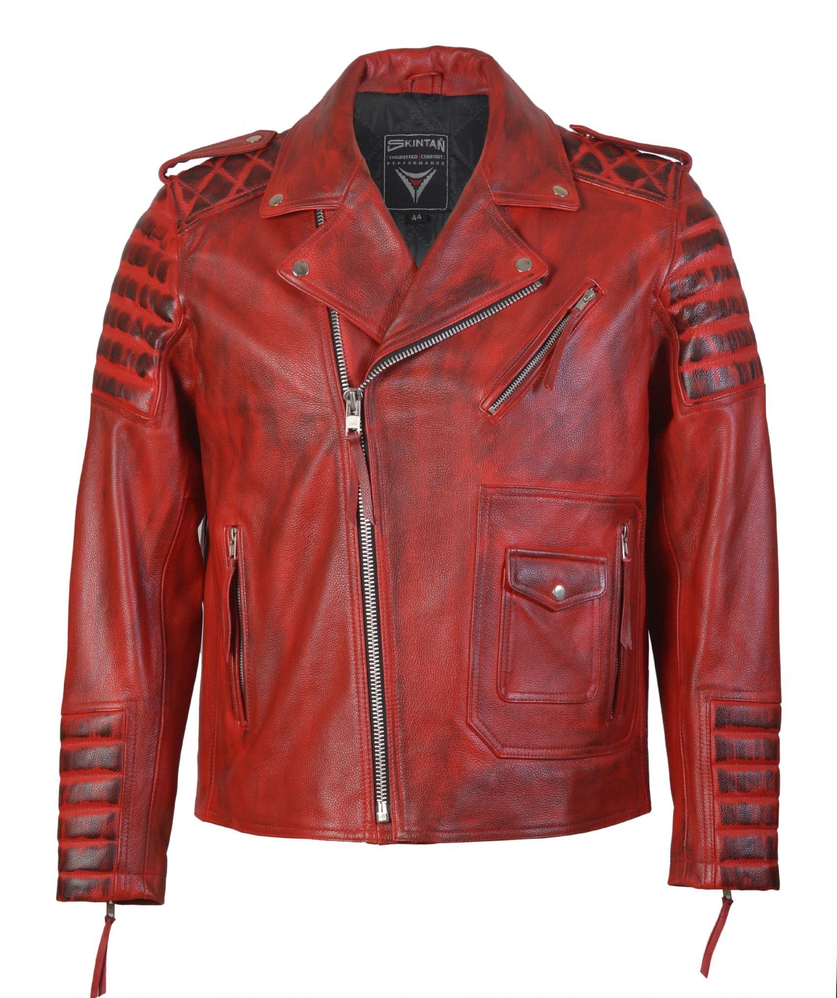 Black Leather Motorcycle Jacket|Mens Biker Leather Jacket|Men|LONGFORD