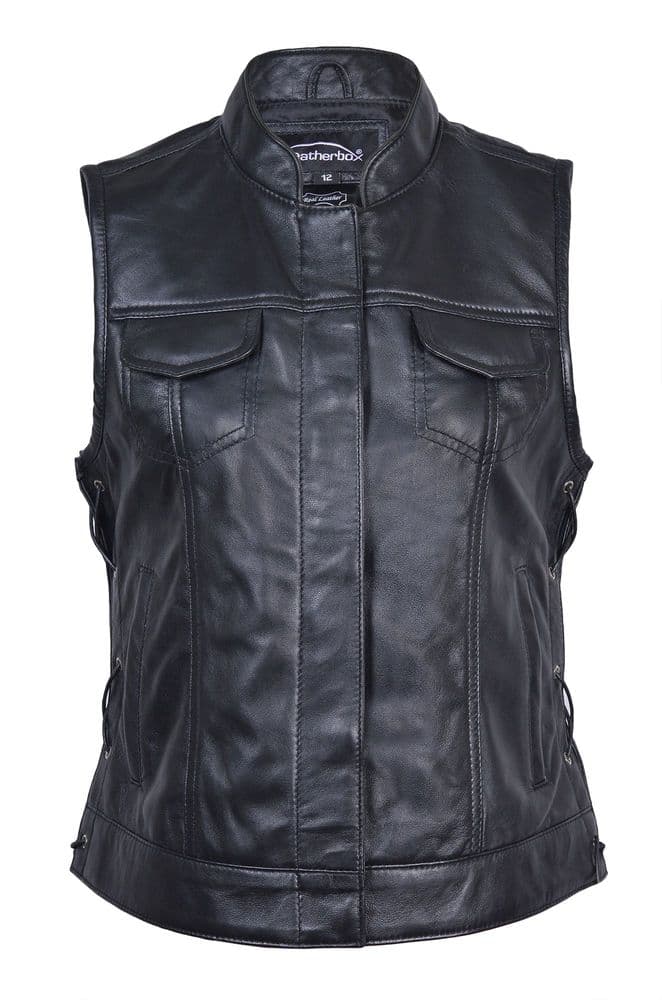 Vale - Women's Lace Sided Leather Waistcoat