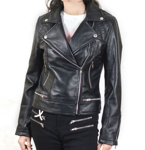 Classic Leather Motorbike Jacket|Womens Biker Jacket|Ladies LIMO