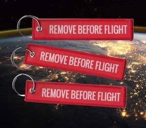 'Remove before Flight' Classic key ring
