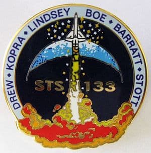133- NASA STS-133 Official Space Mission Pin (with Tim Kopra)