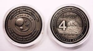 Apollo 14 40th Anniversary Medallion with Space Flown Metal