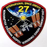 International Space Station Expedition 27 Embroidered Patch