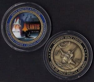 SPACE SHUTTLE ATLANTIS MEDALLION WITH SPACE FLOWN METAL