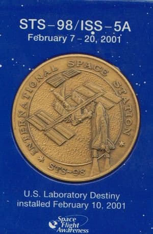 STS-98/ISS-5A Medallion with Flown Metal