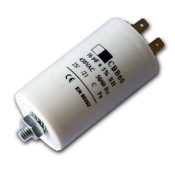 16uf Capacitor Motor Run Motor Start Capacitor Capacitance: 16µF 450V 16 Mfd | Spares4homes