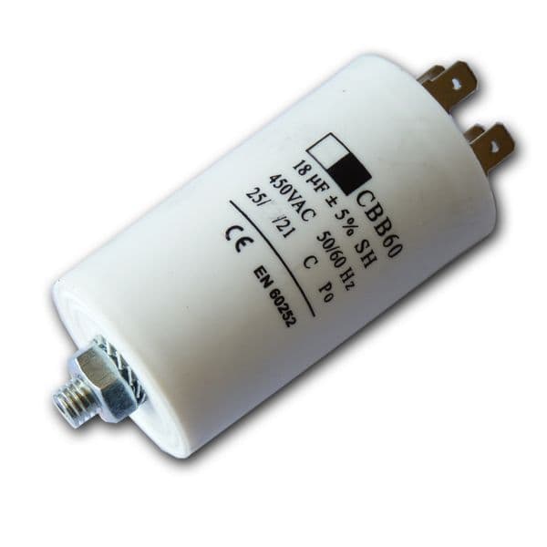 18uf Capacitor Motor Run Motor Start Capacitor Capacitance: 18µF 450V 18 Mfd | Spares4homes