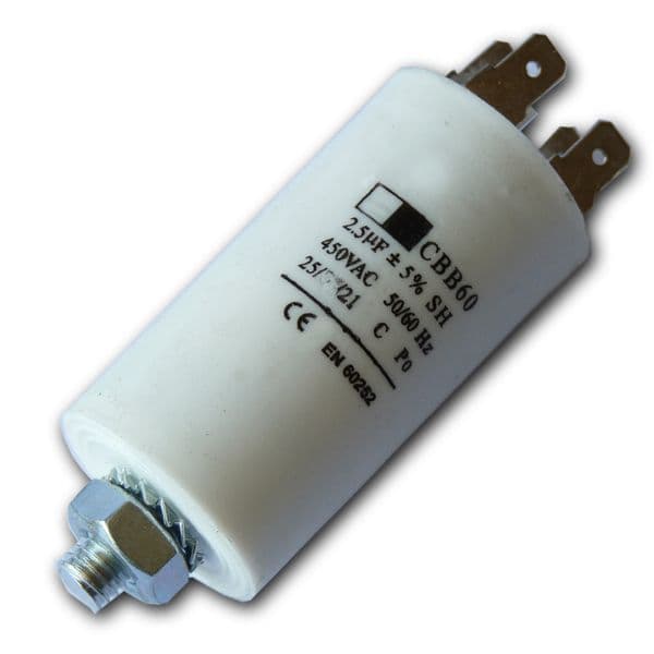 2.5uf Capacitor Motor Run Motor Start Capacitor Capacitance: 2.5µF 450V 2.5 Mfd | Spares4homes