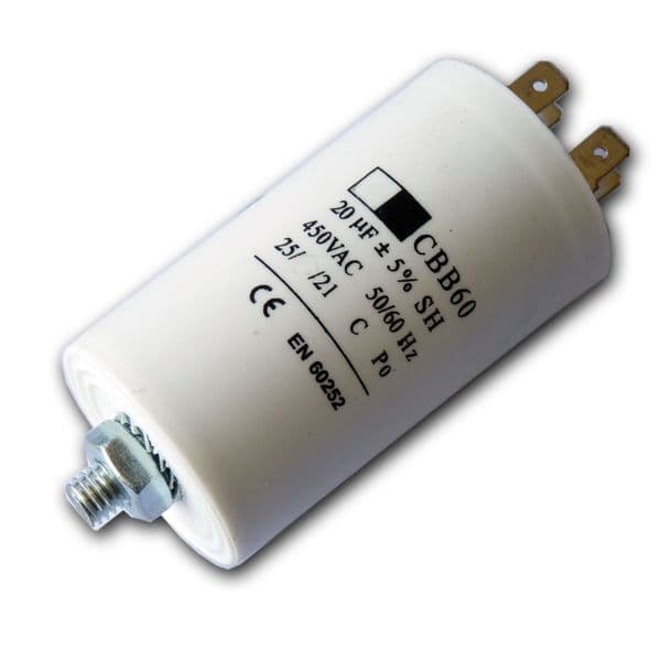 20uf Capacitor Motor Run Motor Start Capacitor Capacitance: 20µF 450V 20 Mfd | Spares4homes