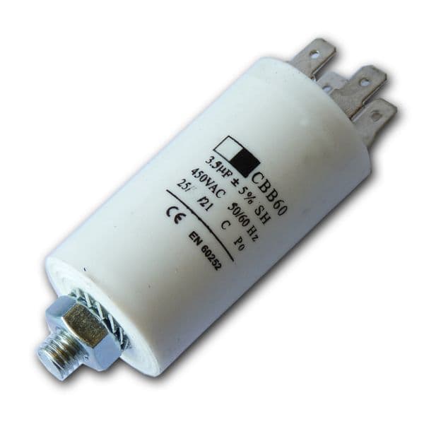 3.5uf Capacitor Motor Run Motor Start Capacitor, Capacitance: 3.5µF 450V 3.5 Mfd | Spares4homes