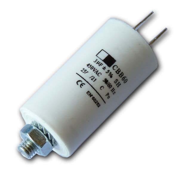 3uf Capacitor Motor Run Motor Start Capacitor Capacitance: 3µF 450V 3 Mfd | Spares4homes