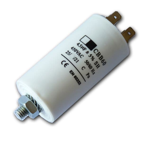 4.5uf Capacitor Motor Run Motor Start Capacitor Capacitance: 4.5µF 450V 4.5 Mfd | Spares4homes