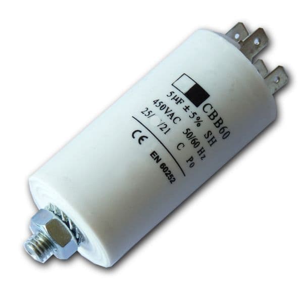 5uf Capacitor Motor Run Motor Start Capacitor Capacitance: 5µF 450V 5 Mfd | Spares4homes