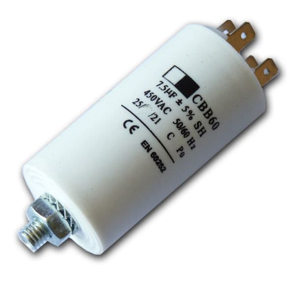 7.5uf Capacitor Motor Run Motor Start Capacitor Capacitance: 7.5µF 450V 7.5 Mfd | Spares4homes
