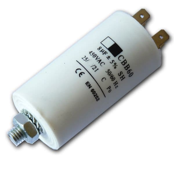 8uf Capacitor Motor Run Motor Start Capacitor Capacitance: 8µF 450V 8 Mfd | Spares4homes