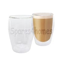 Glass Mugs Tumblers X2 Double Walled Thermal Insulation for Hot Chocolate 300ml