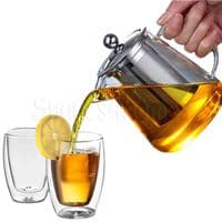 Glass Mugs Tumblers X2 Double Walled Thermal Insulation for Hot Chocolate 300ml