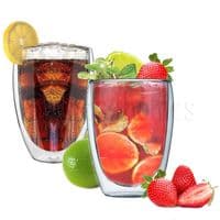 Glass Mugs Tumblers X2 Double Walled Thermal Insulation for Hot Chocolate 300ml