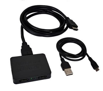 HDMI Splitter 1 IN 2 Out for Dual Mirror Monitors, for 4K@30HZ Full HD 1080P 3D