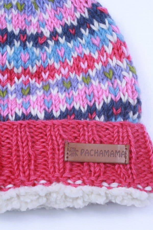 Alaska Roll Back Bobble Beanie  Jacaranda