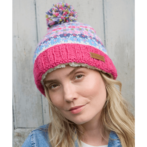 Alaska Roll Back Bobble Beanie  Jacaranda