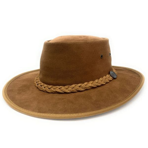 Australian Suede Leather Packable Bush Hat - Barmah 1025 Squashy Hickory