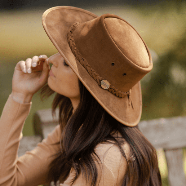 Australian Suede Leather Packable Bush Hat - Barmah 1025 Squashy Hickory