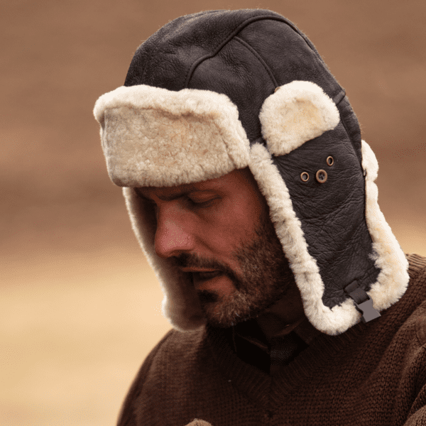 Flying Aviator Sheepskin Leather Trapper Hat - Shelford