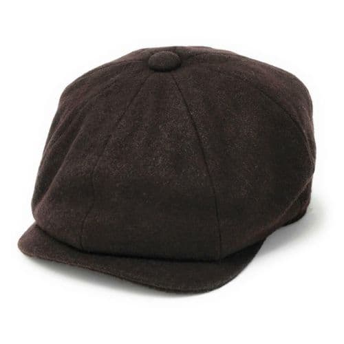 Bakerboy Cap - Gatsby Newsboy - Melton Wool - Lined - Brown (Peaky Blinders Style Cap)